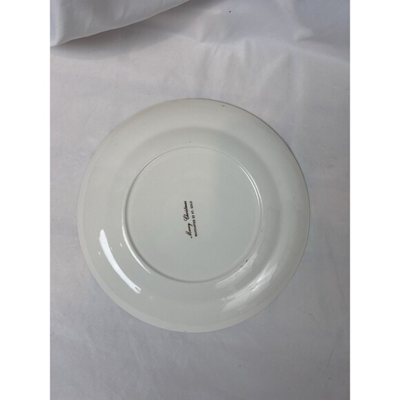 Vintage Merry Christmas Tree Plate 10” 22K Gold Trim Holiday Collectible - Picture 2 of 4